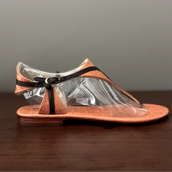 New - Cocobelle thong sandal in embossed orange leather, brown accents - Size 9 - Picture 7 of 8